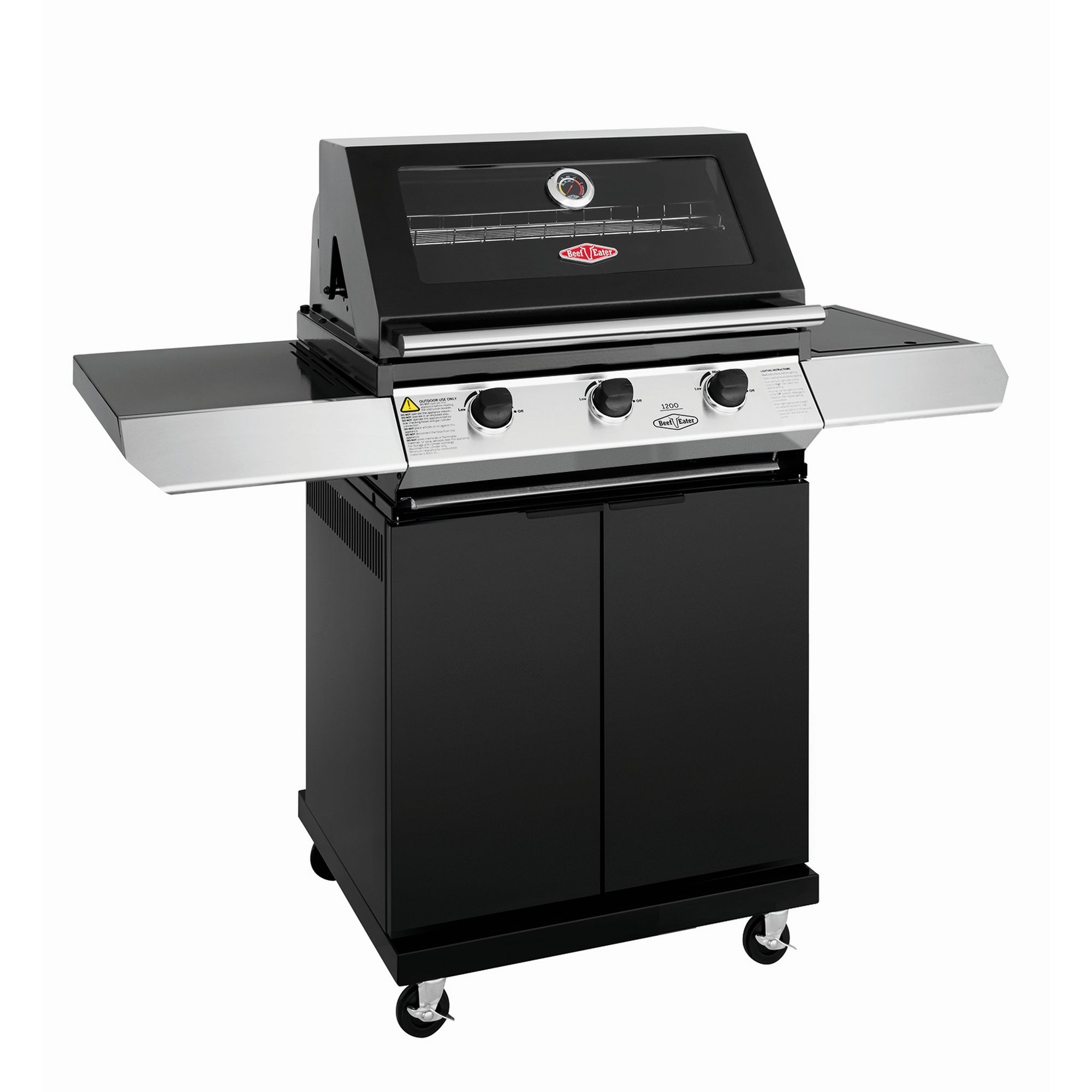 Beefeater 1200E Series - 3 Burner BBQ & Side Burner Trolley