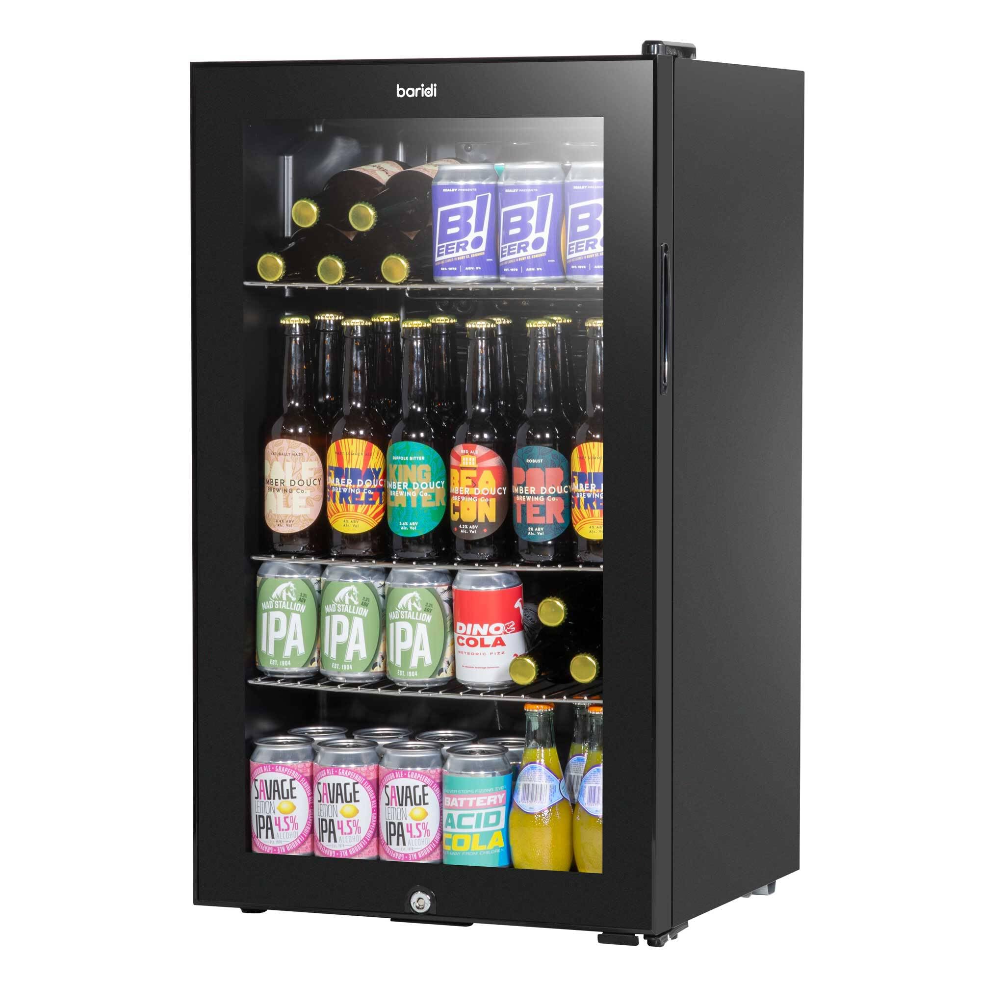 85L Under Counter Drinks/Beer & Wine Cooler Fridge with Light, Black - DH13