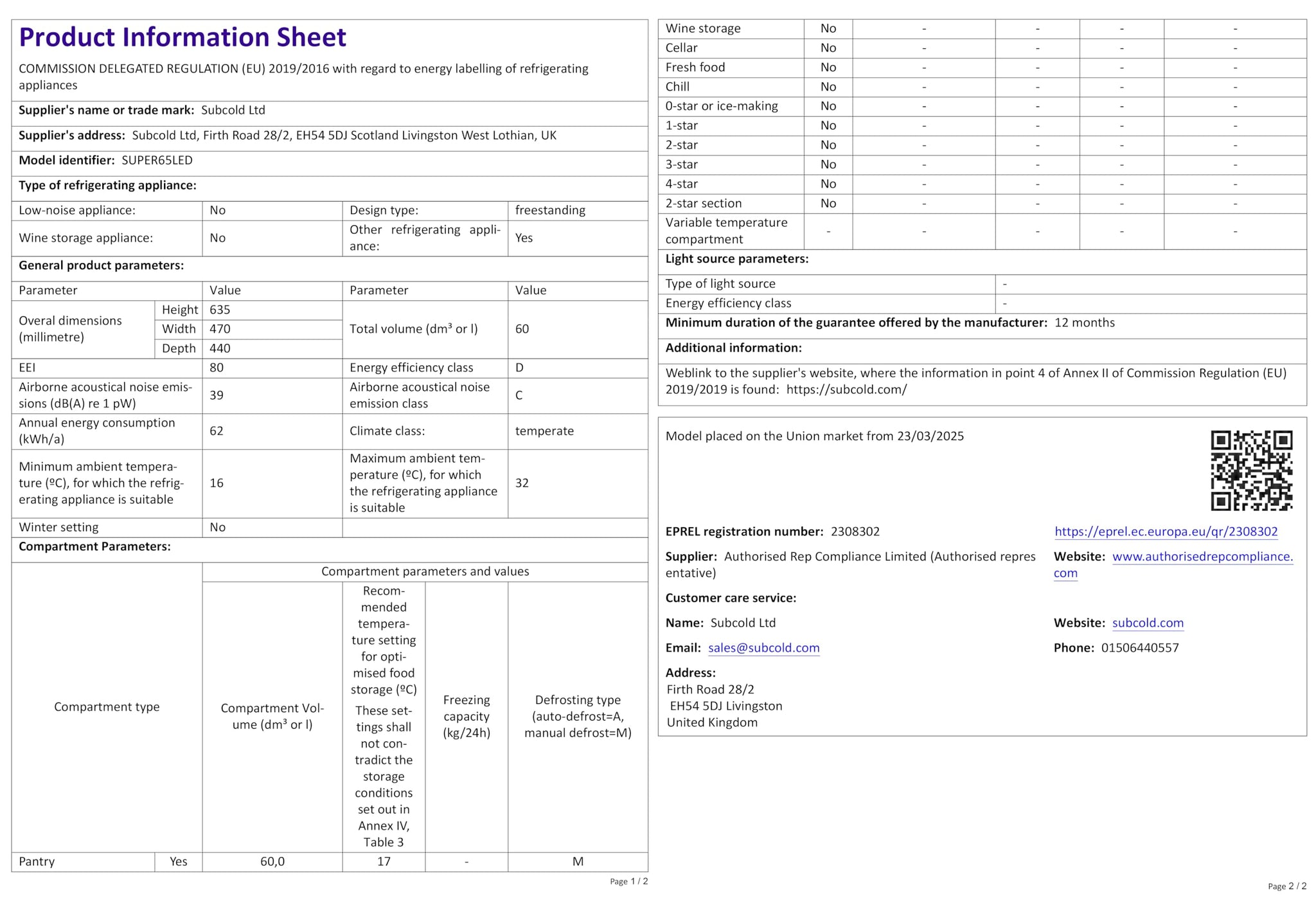 Super65 LED - Table-Top Fridge | 65L Beer, Wine & Drinks Fridge | LED Light + Lock & Key | Energy Efficient (Black)